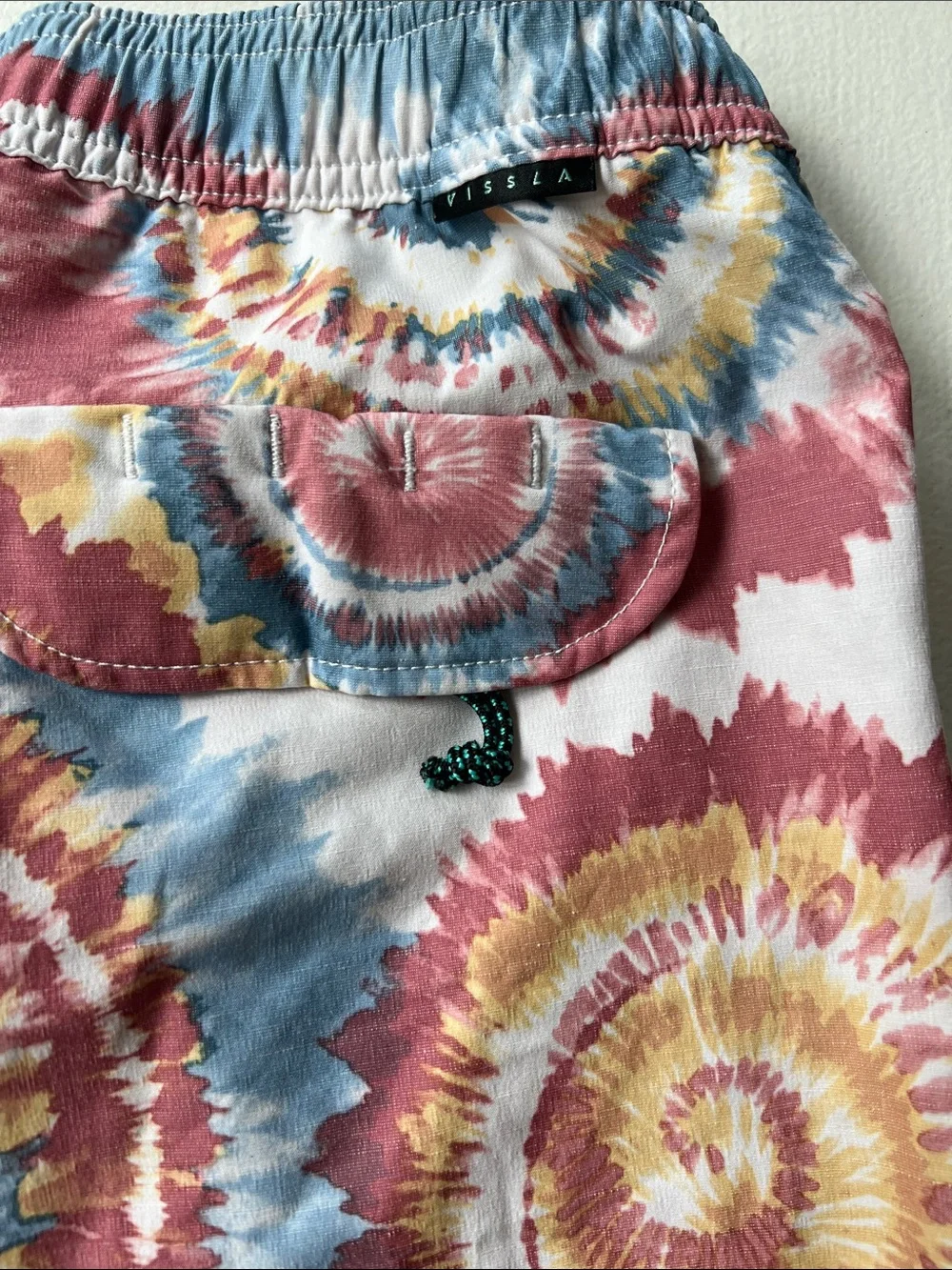 VISSLA Men’s Tie-Dye Board Shorts - Blue, Red & Yellow